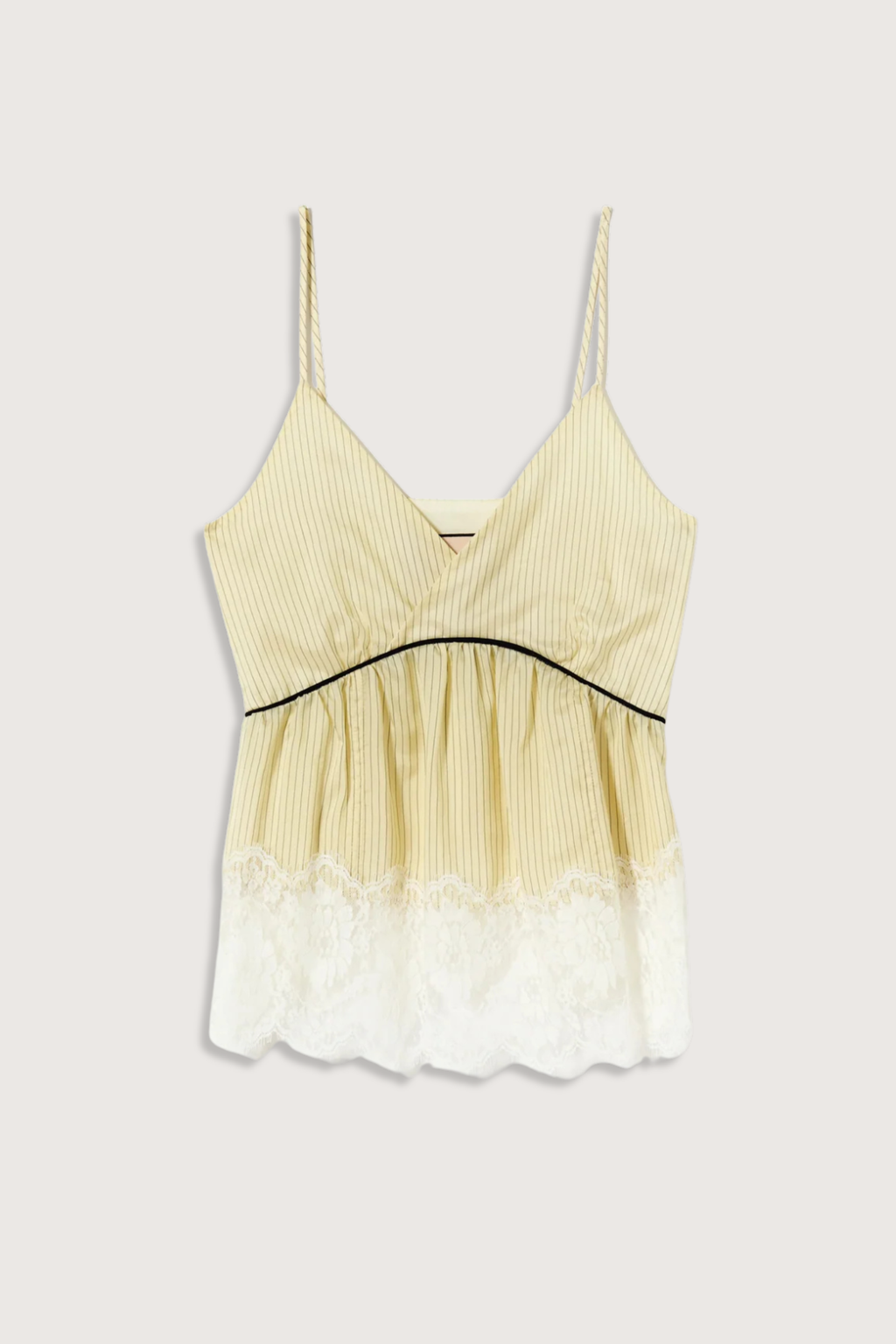 Plan C Striped Cami With Lace Cami - Egg White/Black