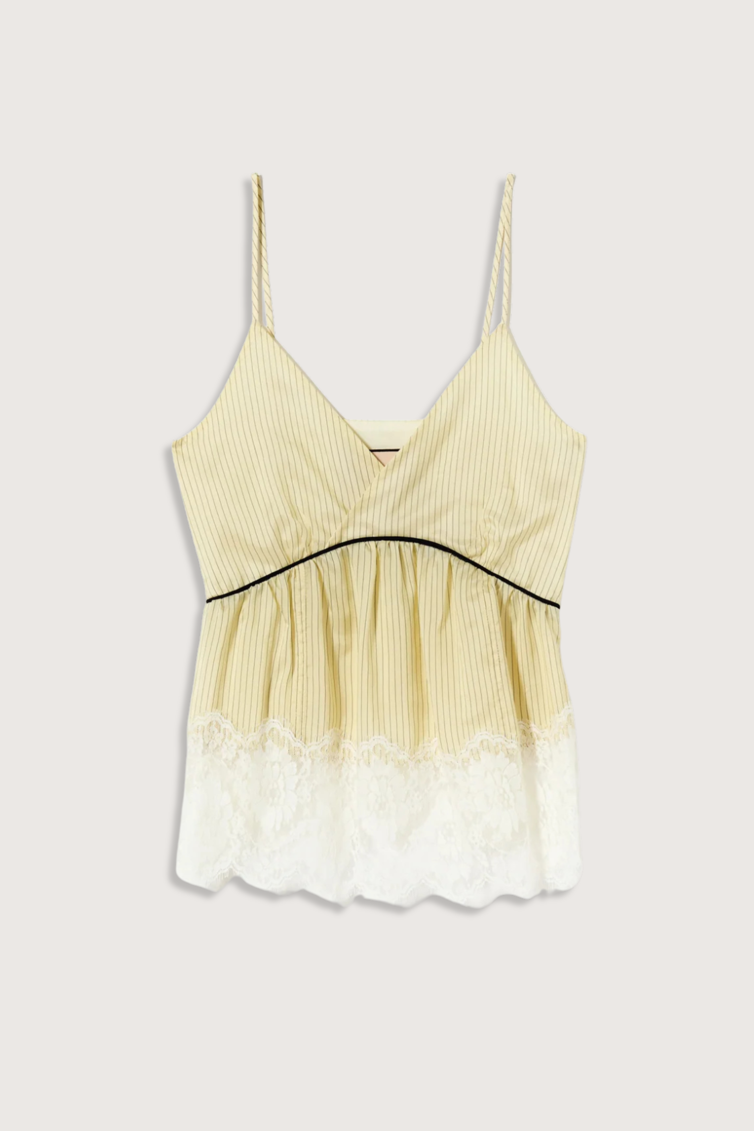 Plan C Striped Cami With Lace Cami - Egg White/Black