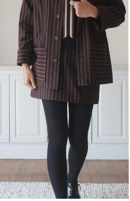 PROCHE Striped Canvas Mini Skirt - Brown/Black