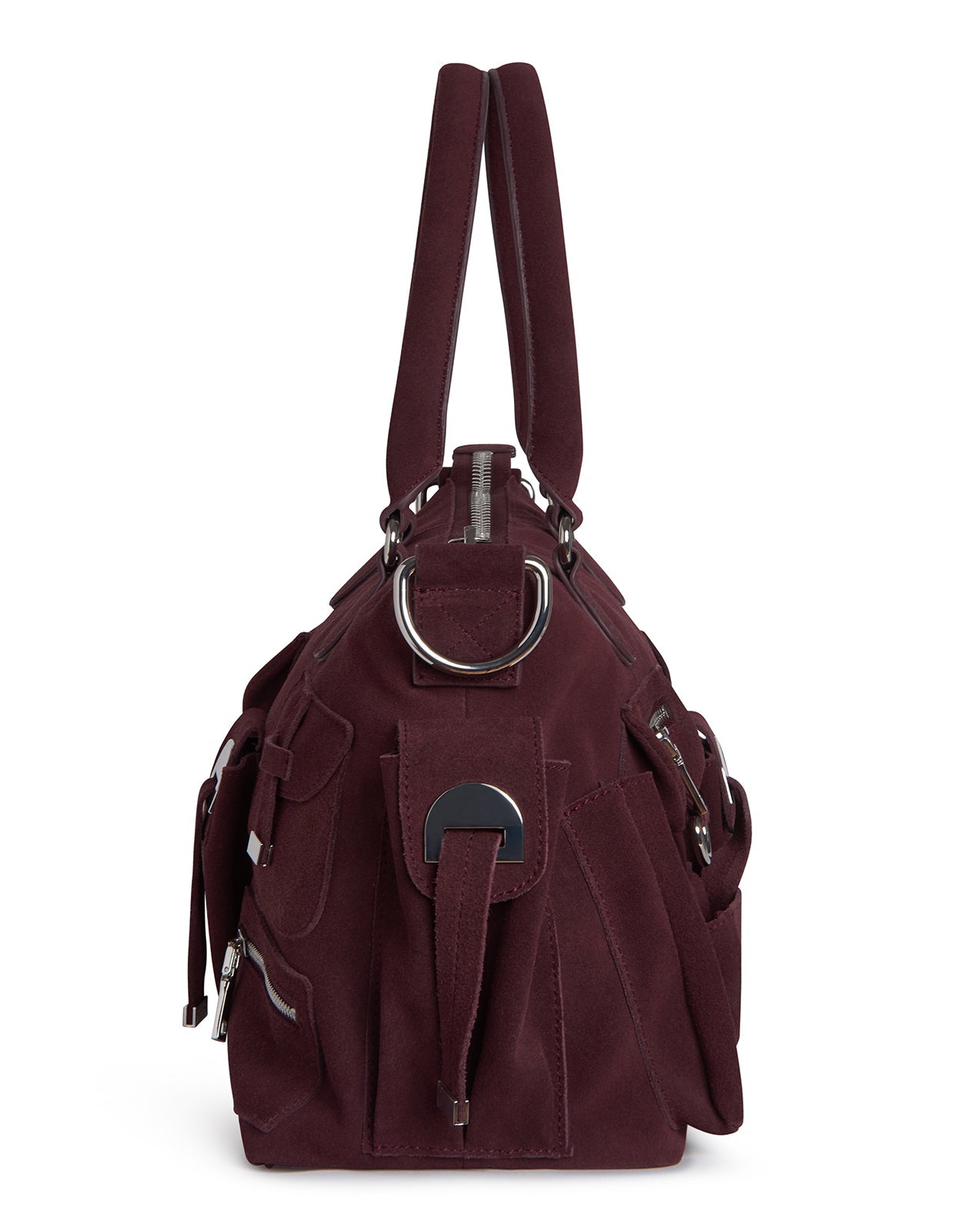 Cynthia Rowley Suede Cargo Pocket Shoulder Bag - Oxblood