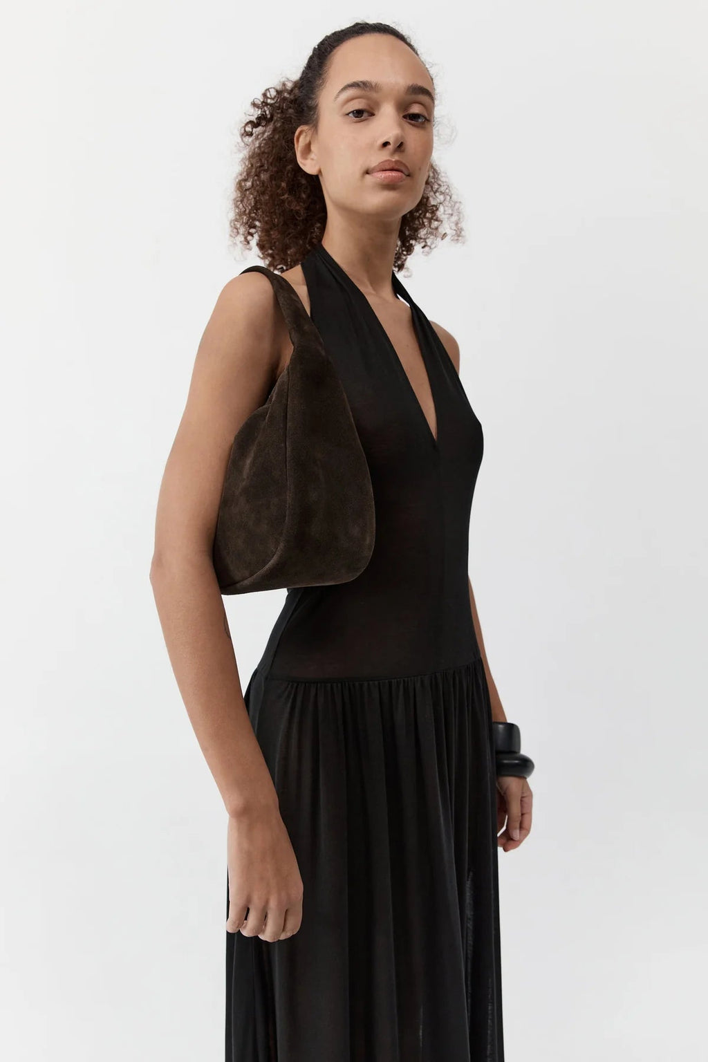 St. Agni Suede Large Bon Bon Bag - Coffee