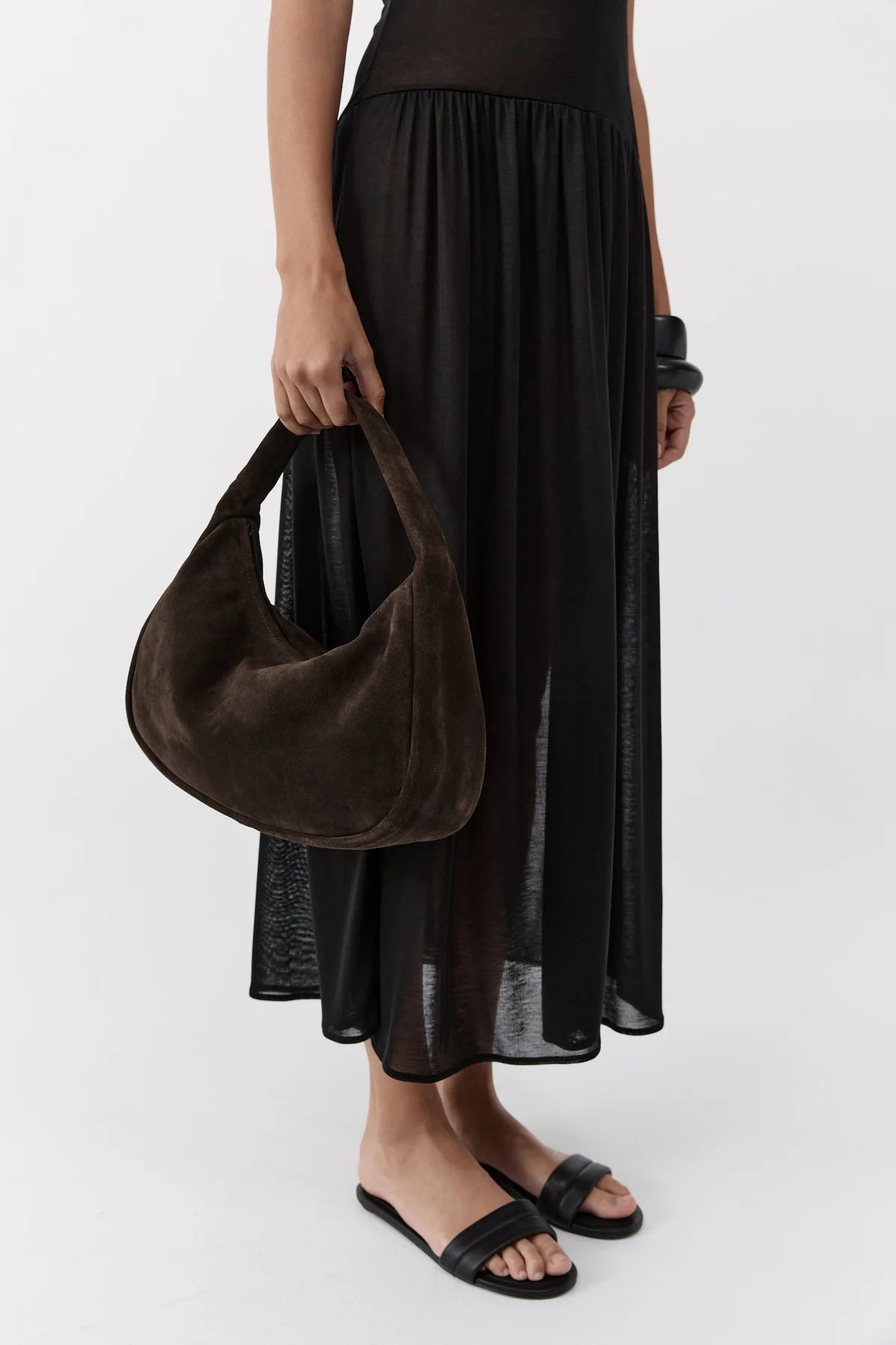 St. Agni Suede Large Bon Bon Bag - Coffee