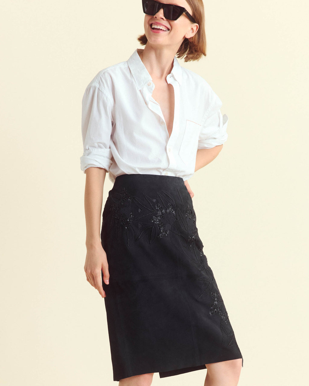 Billy Reid Suede Statement Pencil Skirt - Black