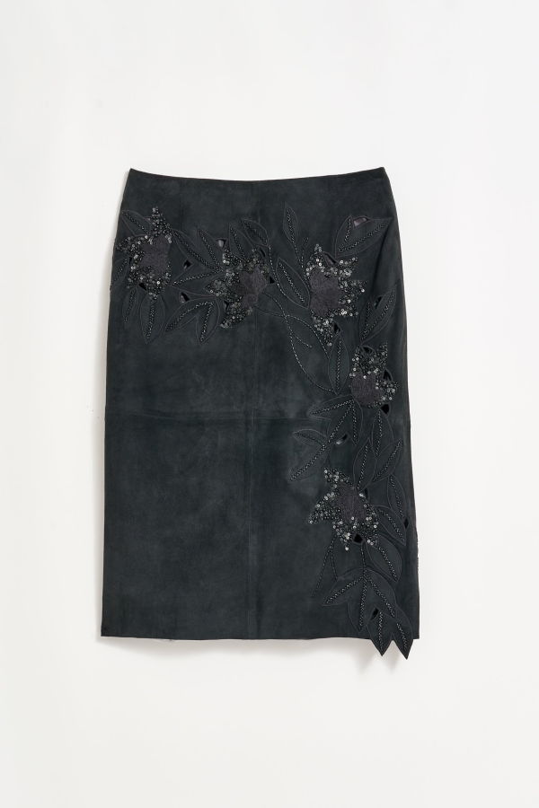 Billy Reid Suede Statement Pencil Skirt - Black