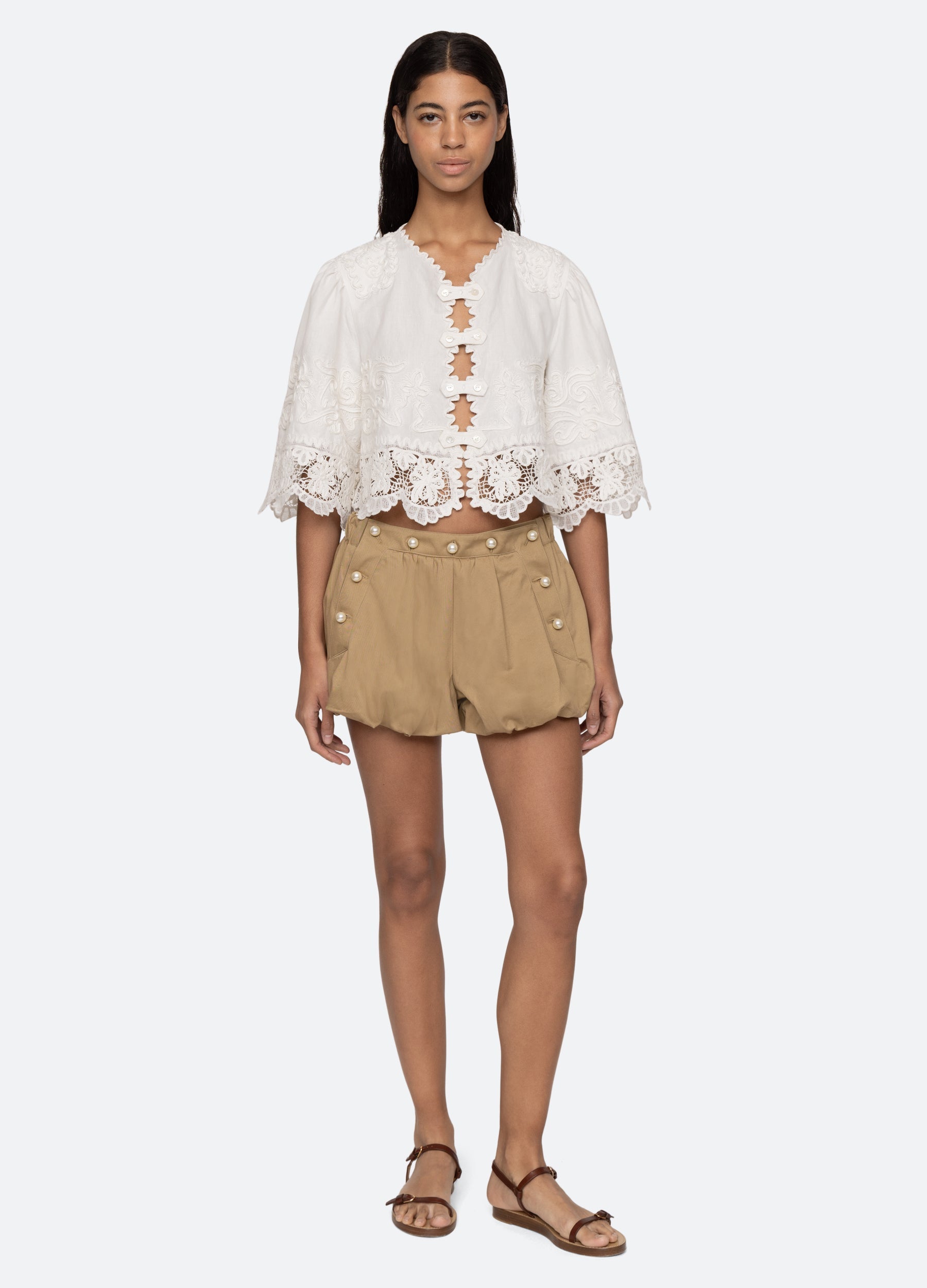 Sea NY Suzette Shorts - Khaki/Navy