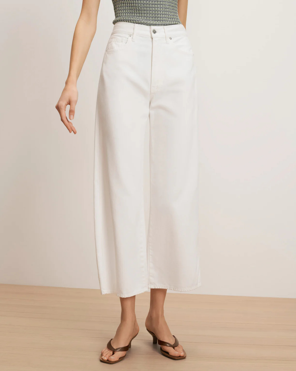 Veronica Beard Taylor Cropped Wide Leg Jean - White