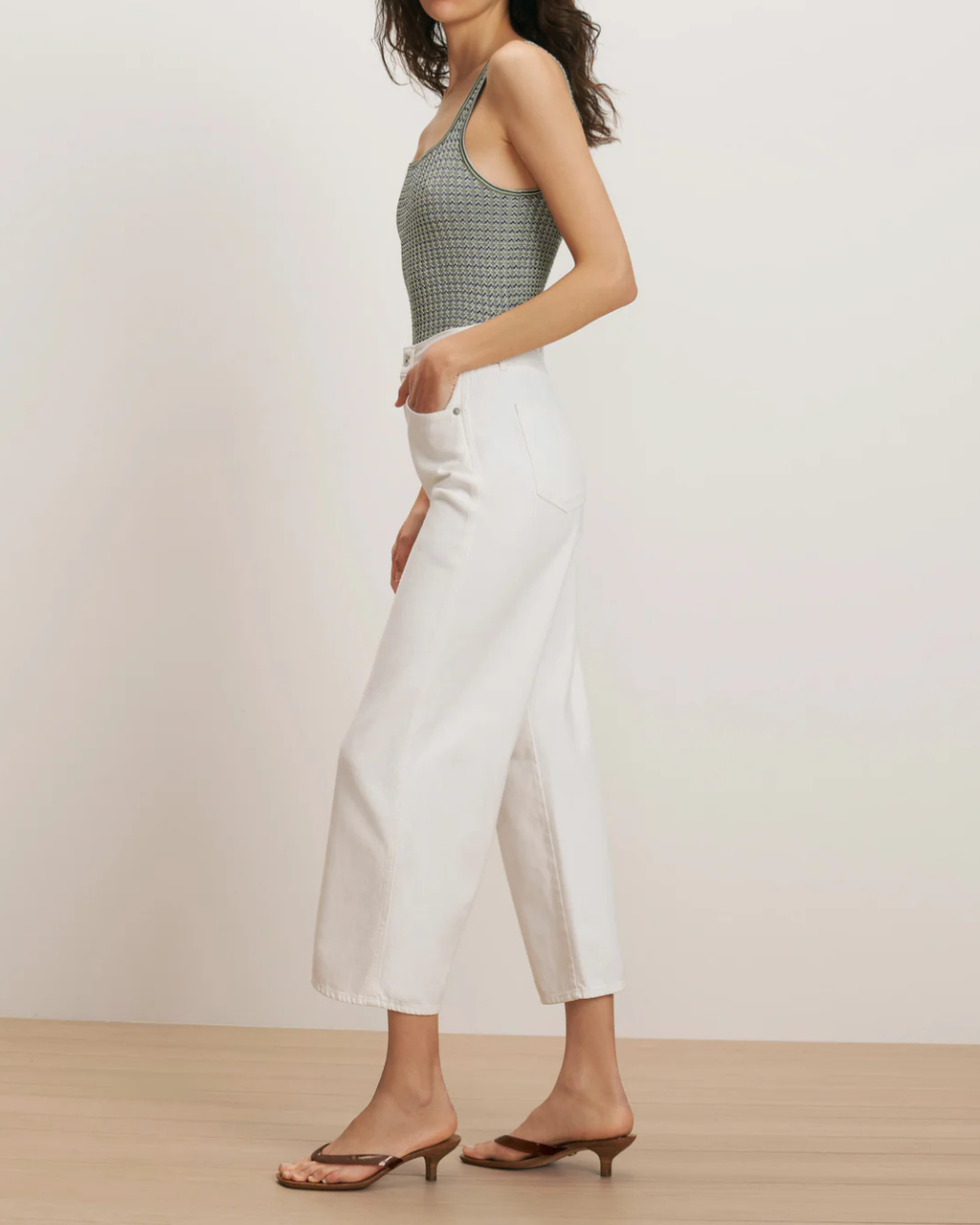 Veronica Beard Taylor Cropped Wide Leg Jean - White