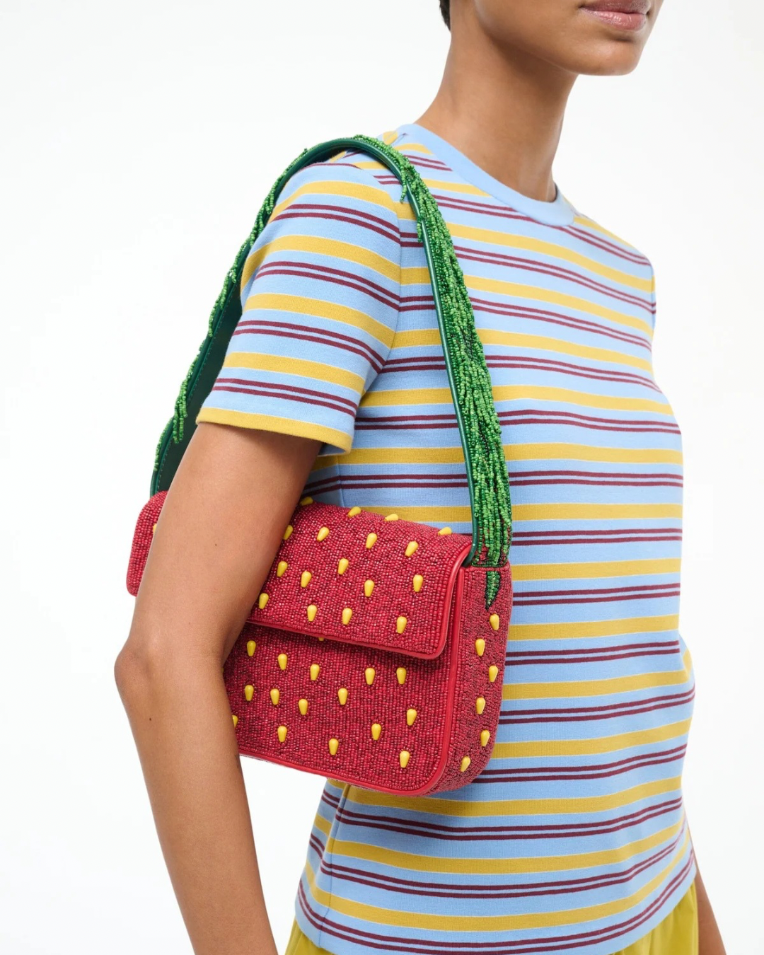 Staud Tommy Beaded Bag - Strawberry Dream