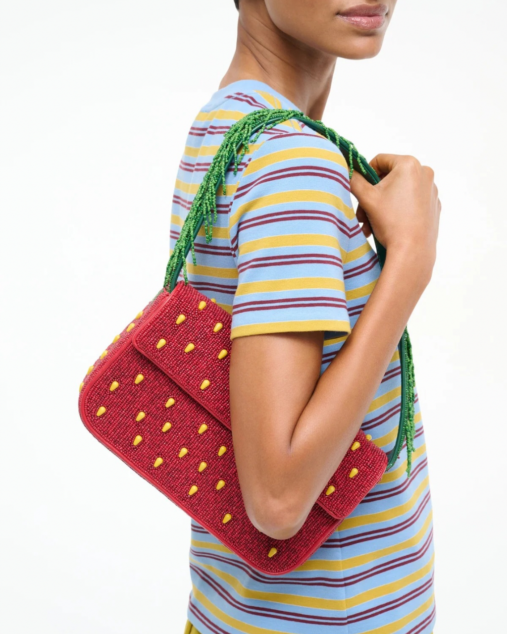 Staud Tommy Beaded Bag - Strawberry Dream