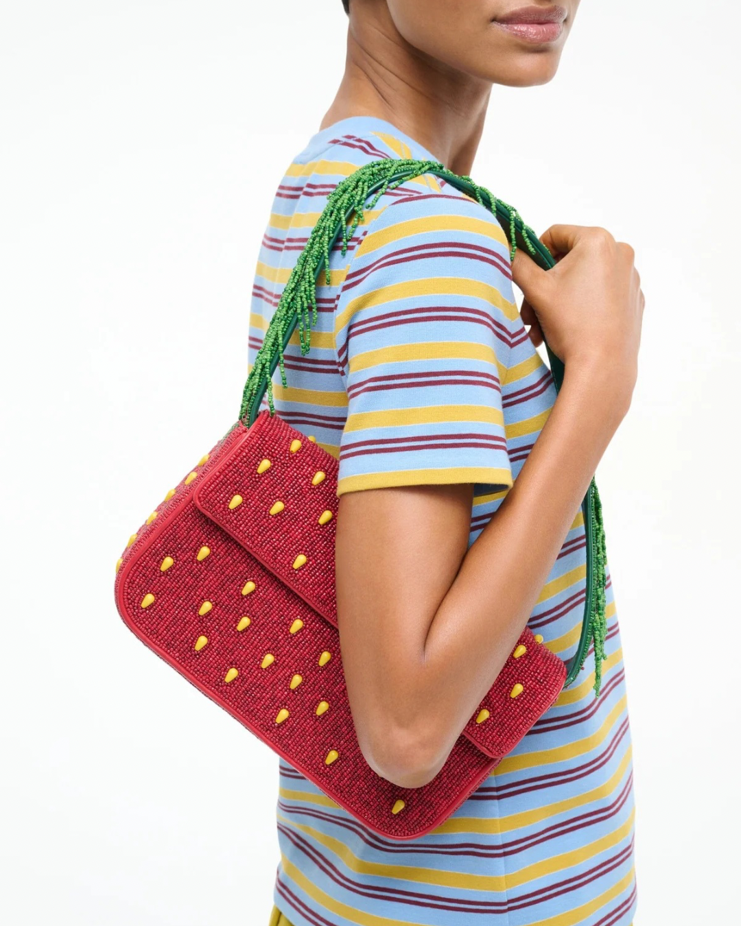 Staud Tommy Beaded Bag - Strawberry Dream