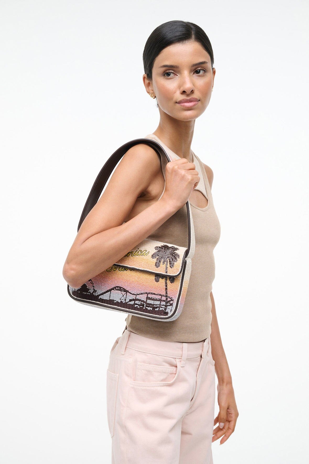 Staud Tommy Beaded Bag - Santa Monica Sunset