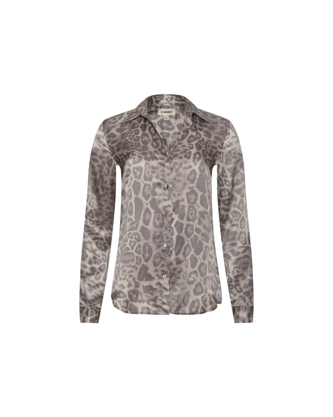 L'agence Tyler L/S Blouse - Grey Multi Patch Leopard