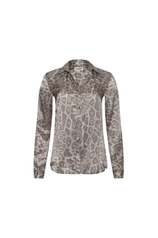 L'agence Tyler L/S Blouse - Grey Multi Patch Leopard