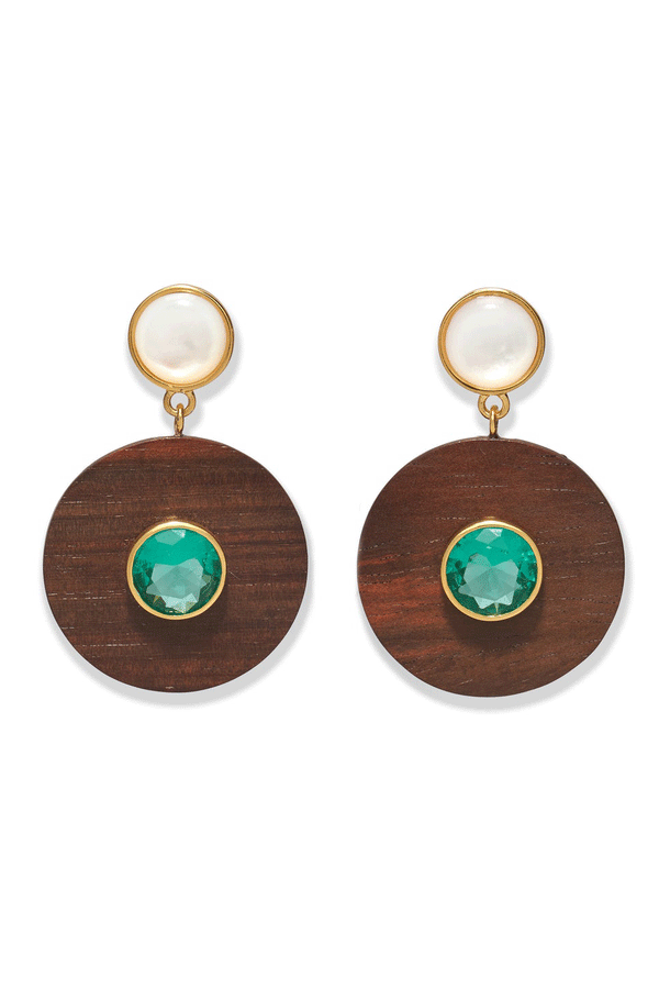 Lizzie Fortunato Taj Disc Earrings - Acacia Wood