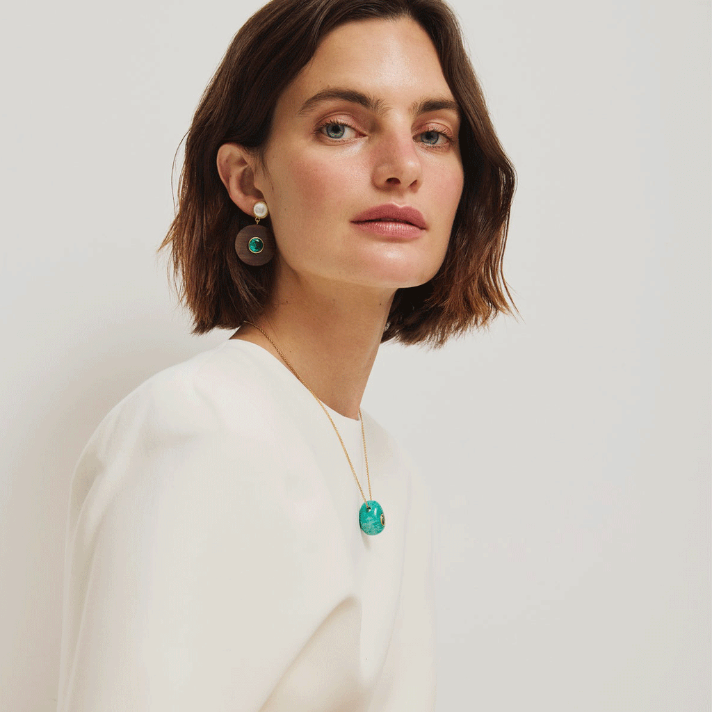 Lizzie Fortunato Taj Disc Earrings - Acacia Wood