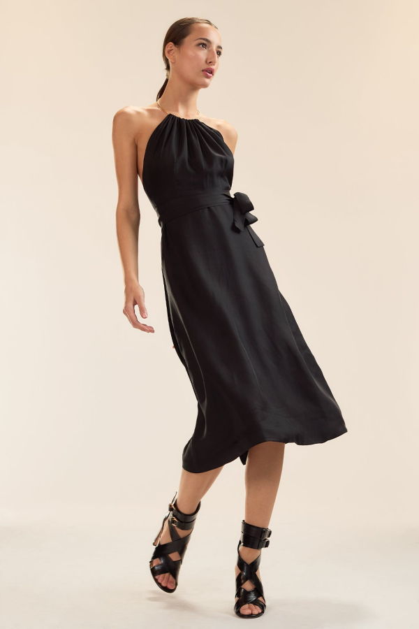 Cynthia Rowley Talita Silk Wrap Dress - Black