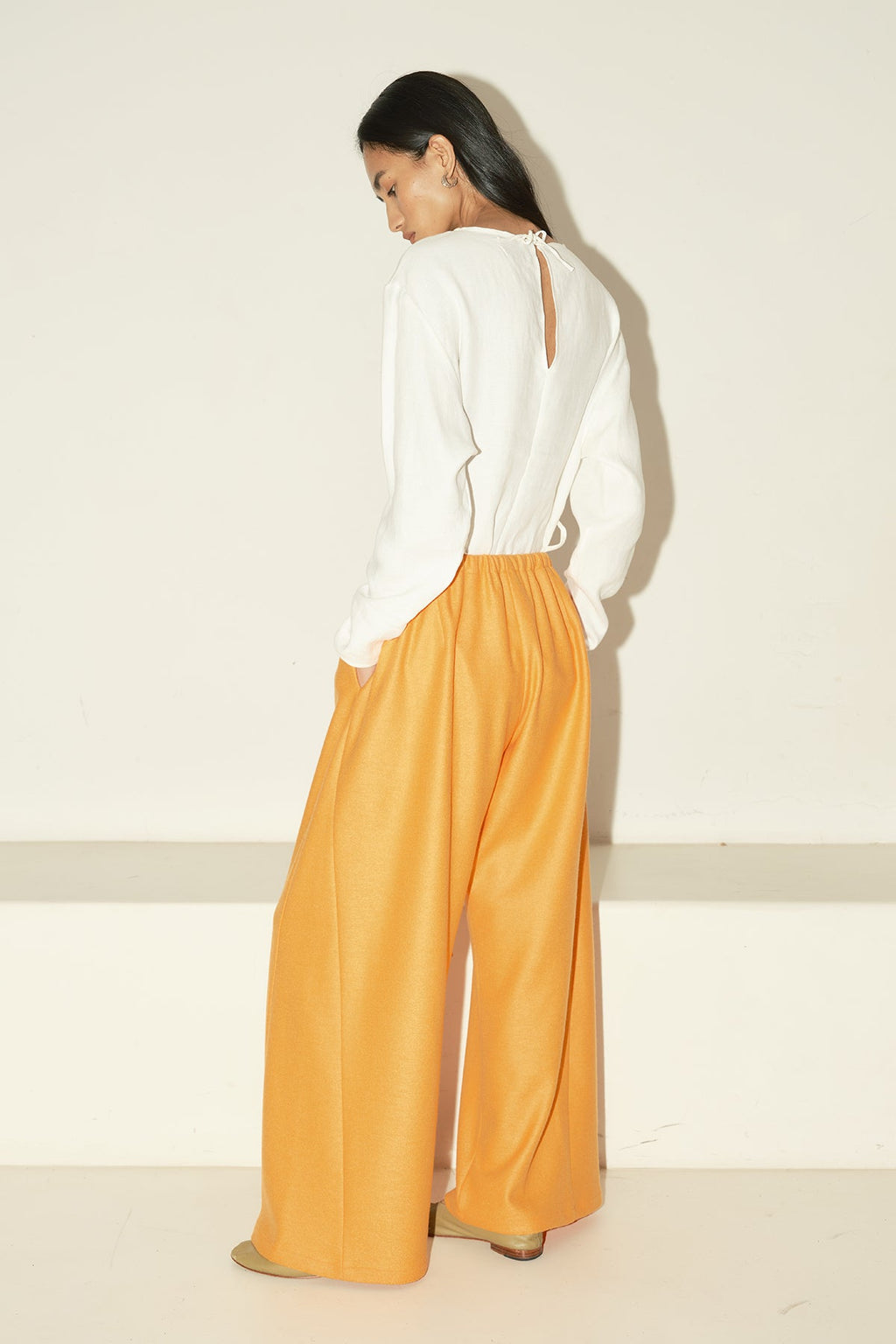 Datura Boiled Wool Judo Pants - Tangerine