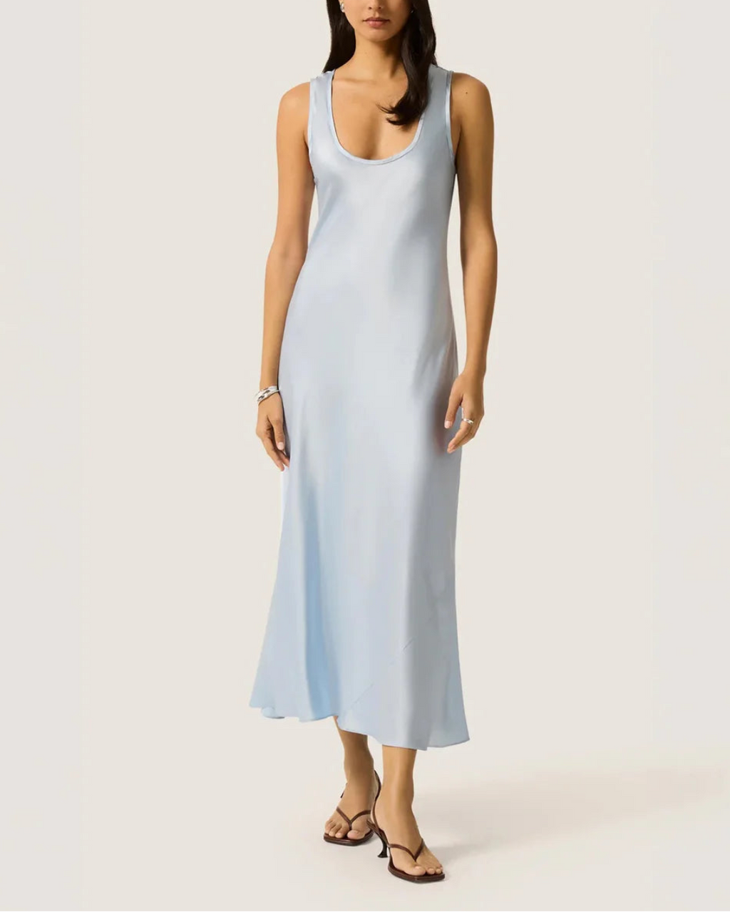 Argent Tank Silk Charmeuse Dress - Blue