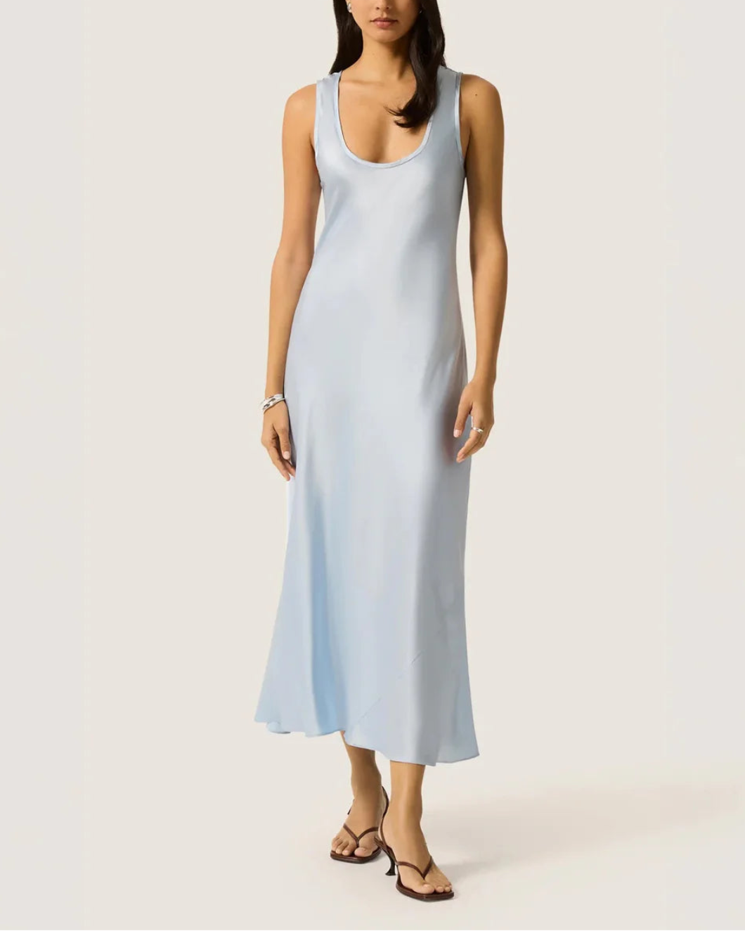 Argent Tank Silk Charmeuse Dress - Blue