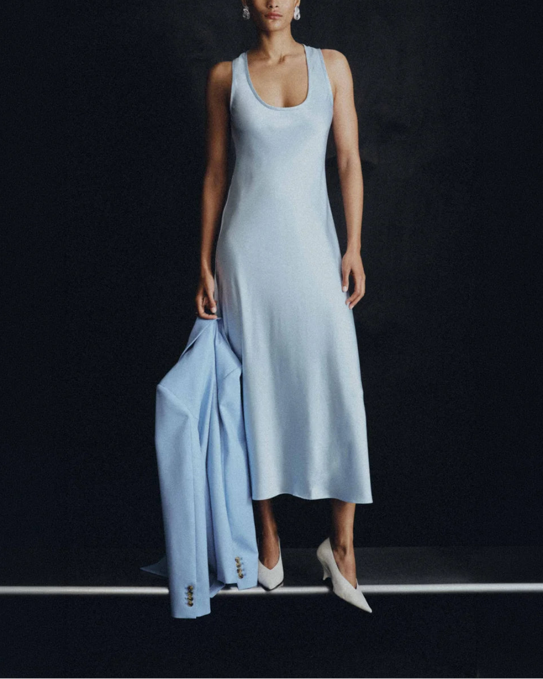 Argent Tank Silk Charmeuse Dress - Blue