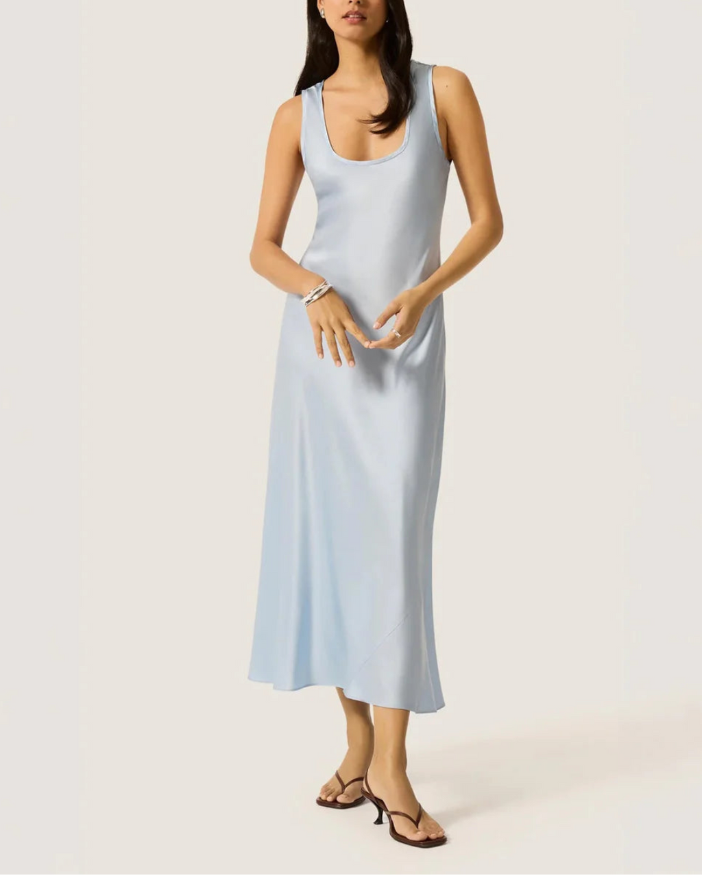 Argent Tank Silk Charmeuse Dress - Blue
