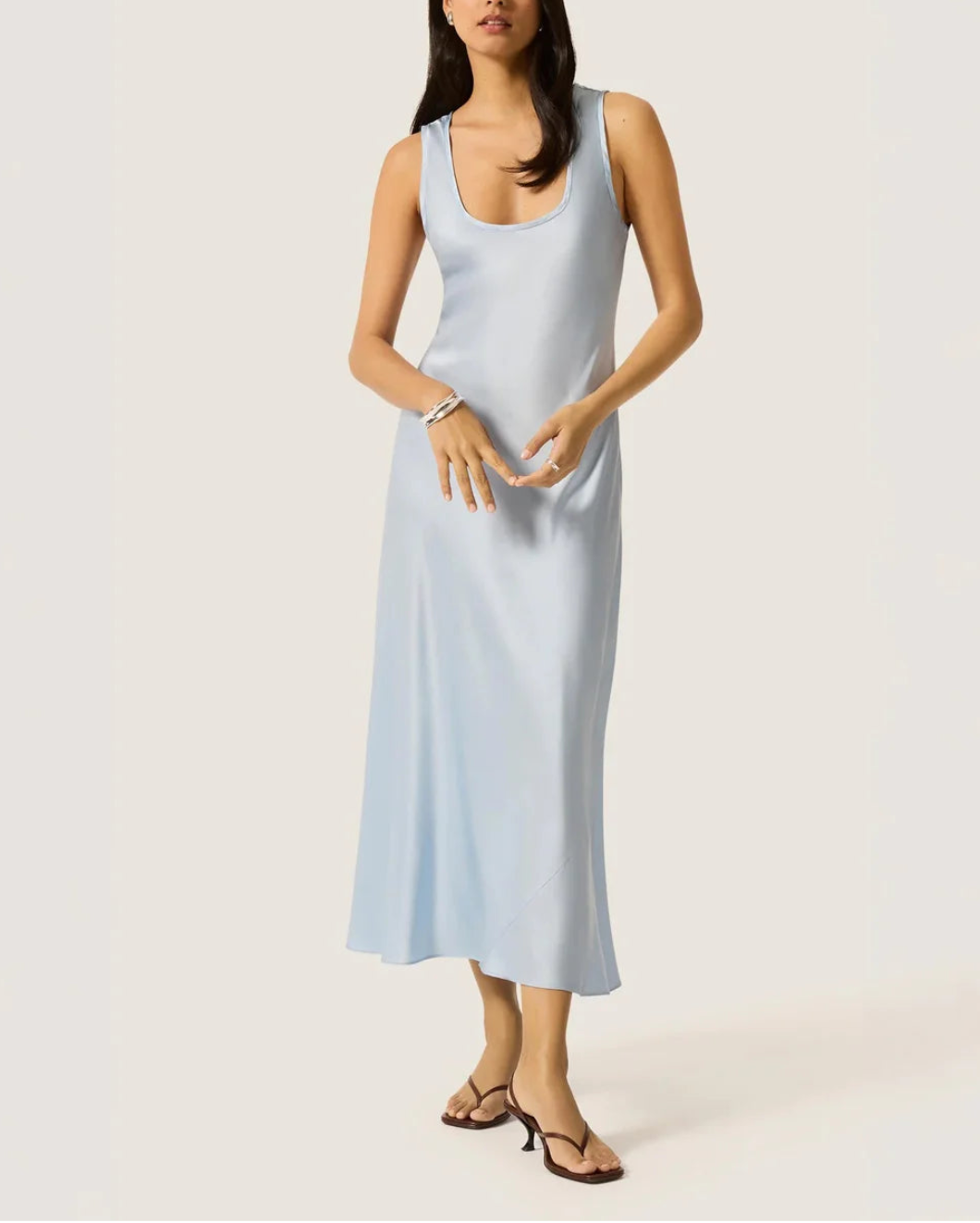 Argent Tank Silk Charmeuse Dress - Blue