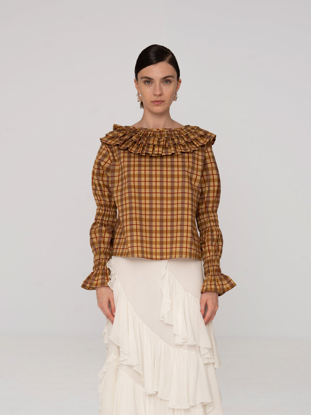 Carmensays Tartine Plaid Print Blouse