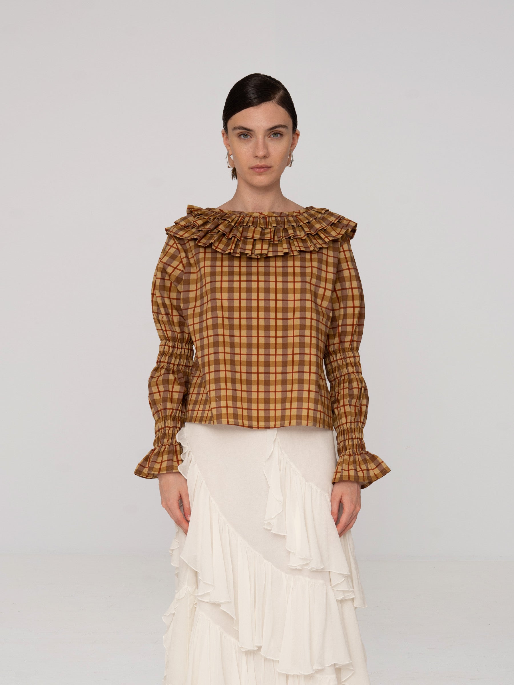 Carmensays Tartine Plaid Print Blouse