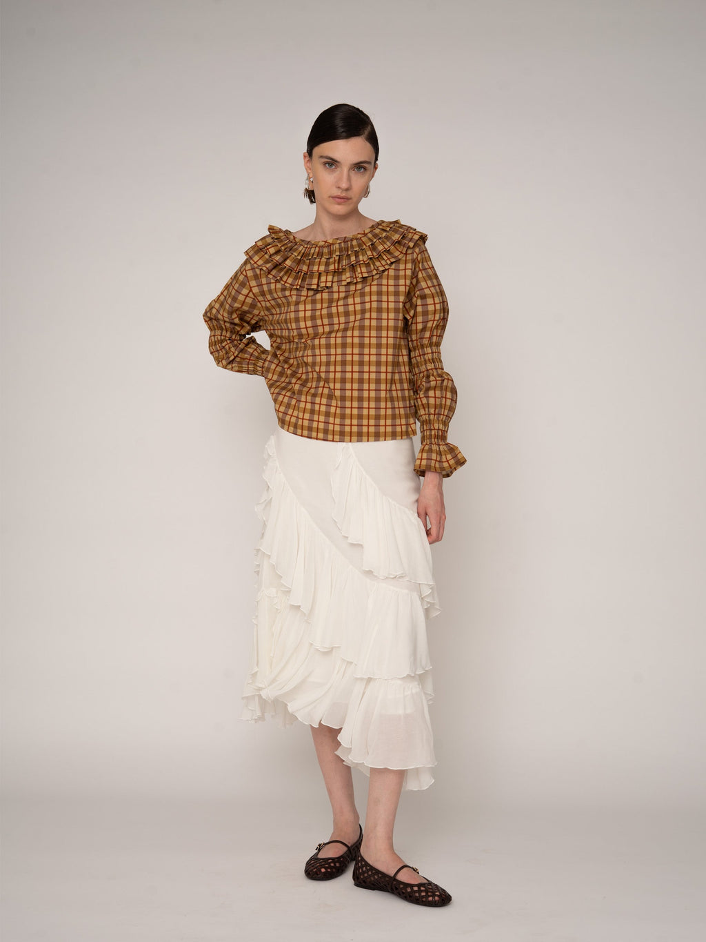 Carmensays Tartine Plaid Print Blouse