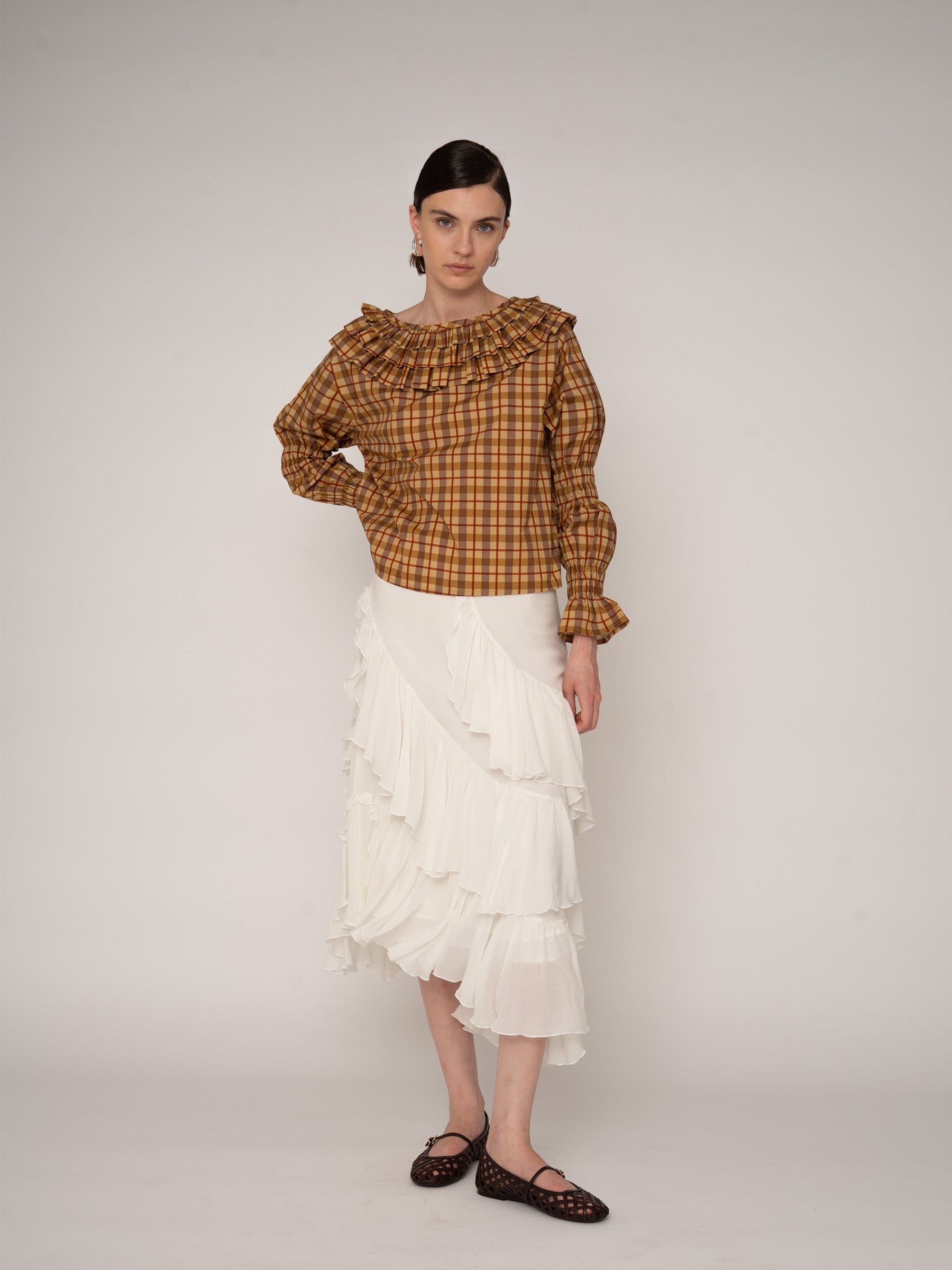 Carmensays Tartine Plaid Print Blouse