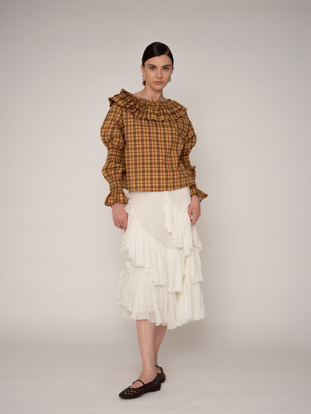 Carmensays Tartine Plaid Print Blouse