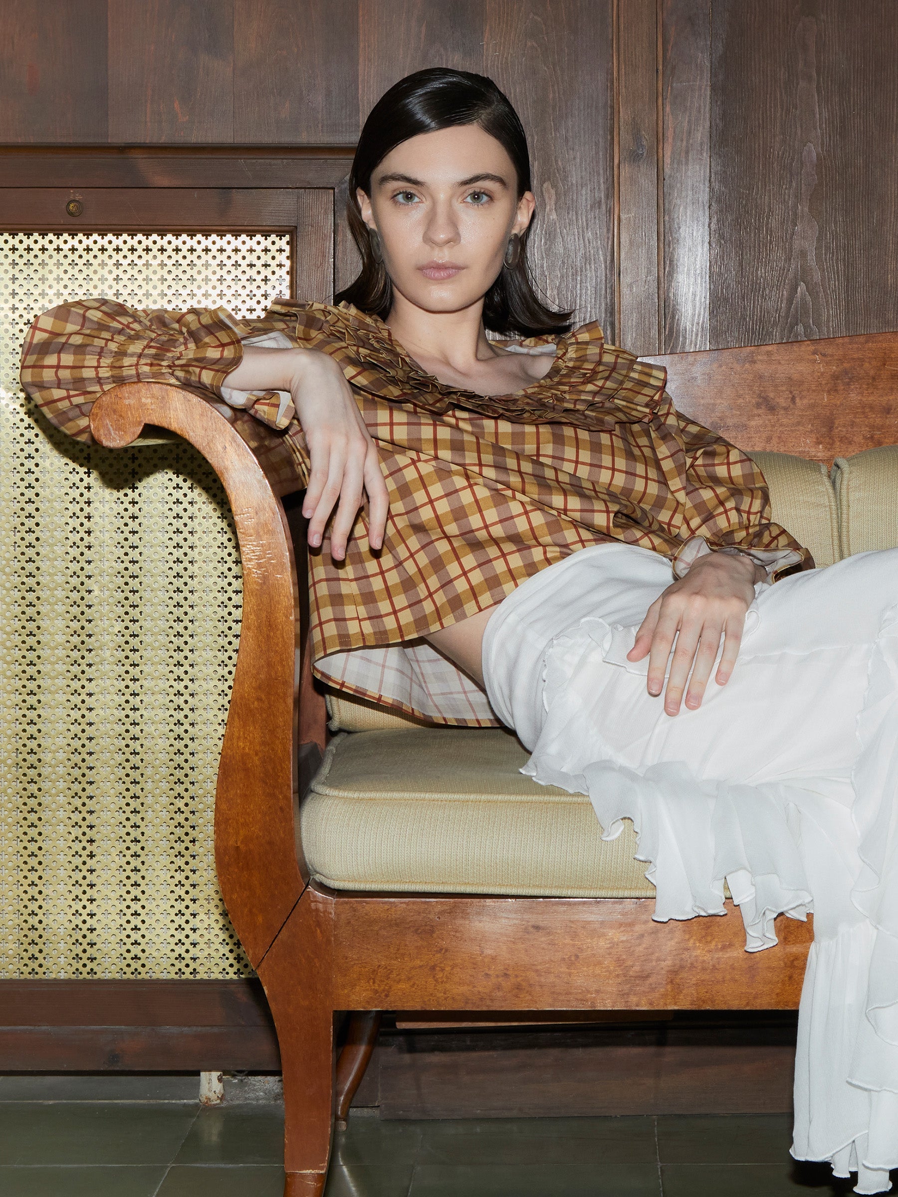 Carmensays Tartine Plaid Print Blouse