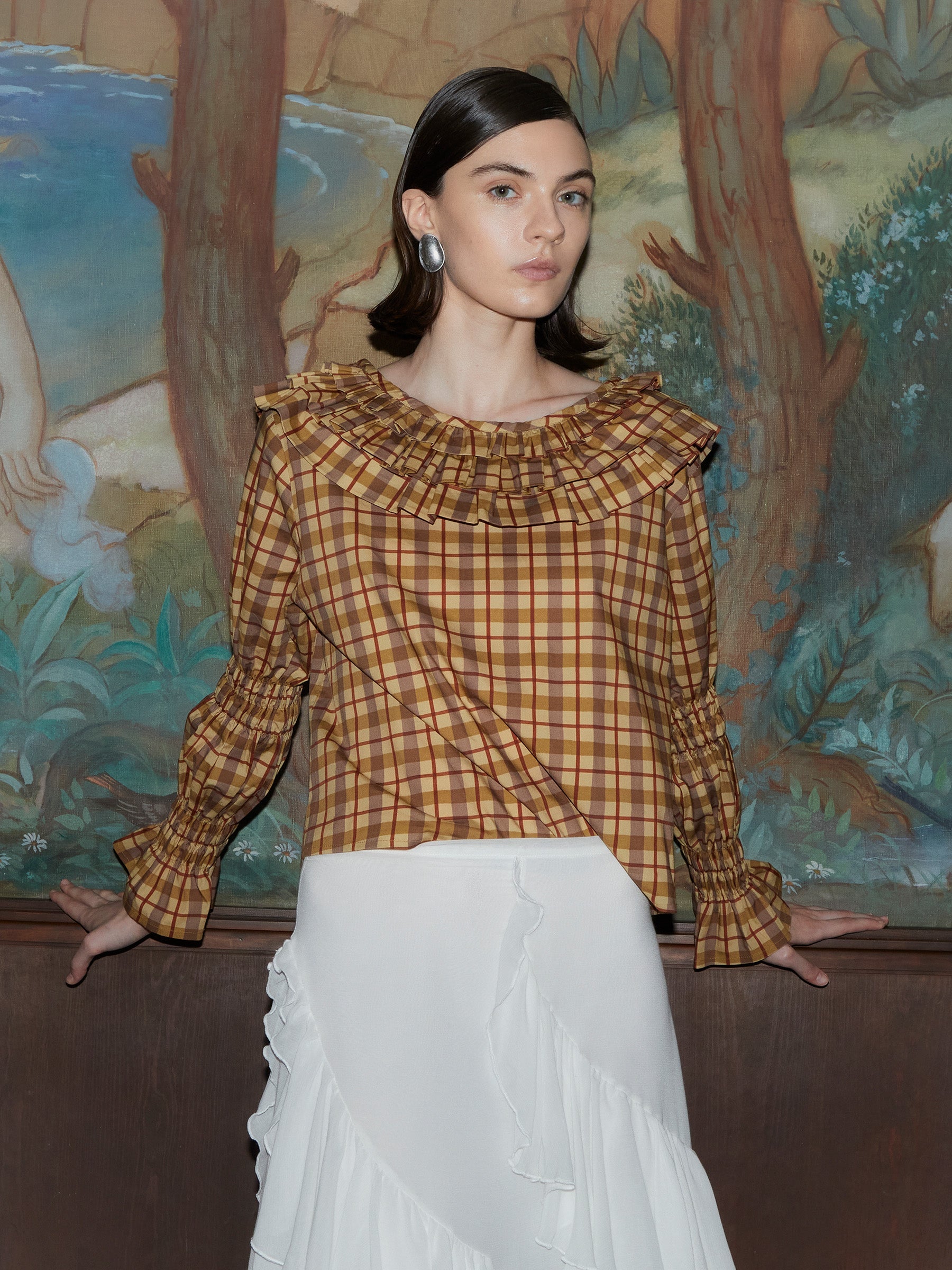 Carmensays Tartine Plaid Print Blouse