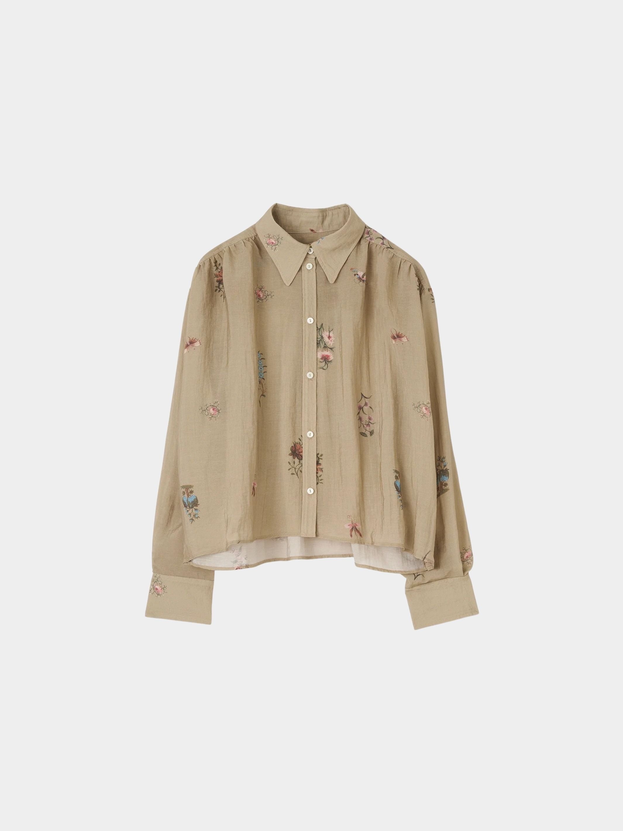 Rodebjer Taylor Cropped Shirt - Beige Multi Duchess