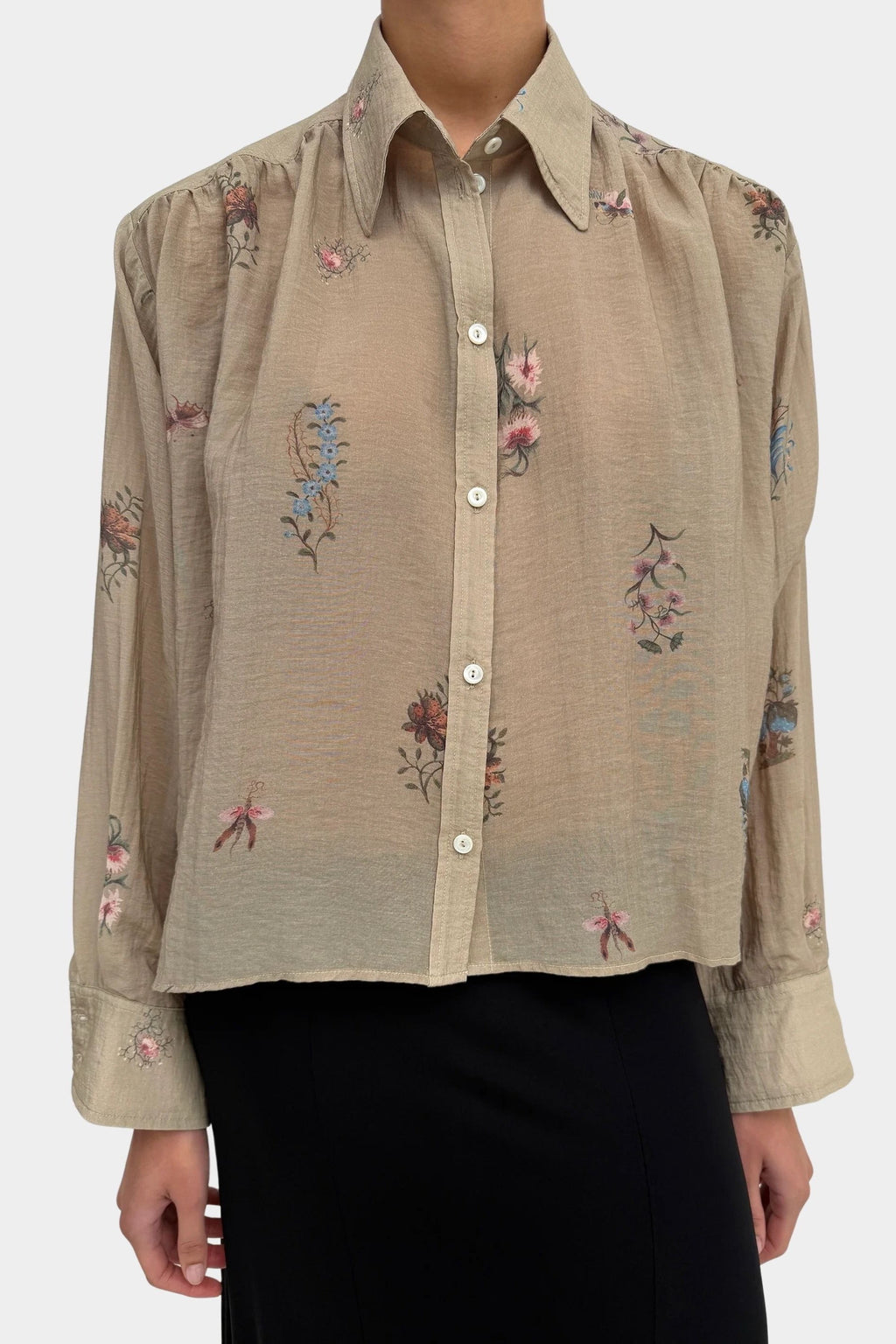 Rodebjer Taylor Cropped Shirt - Beige Multi Duchess