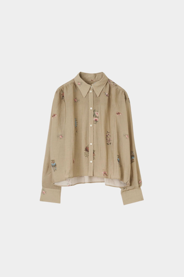 Rodebjer Taylor Cropped Shirt - Beige Multi Duchess