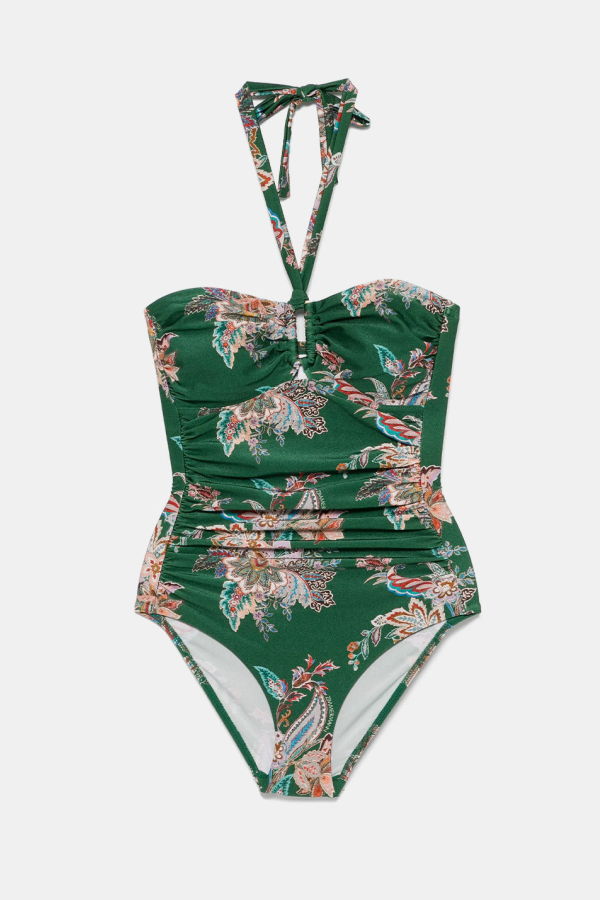 Zimmermann Rhiannon Wide Link Swimsuit - Teal Multi Paisley