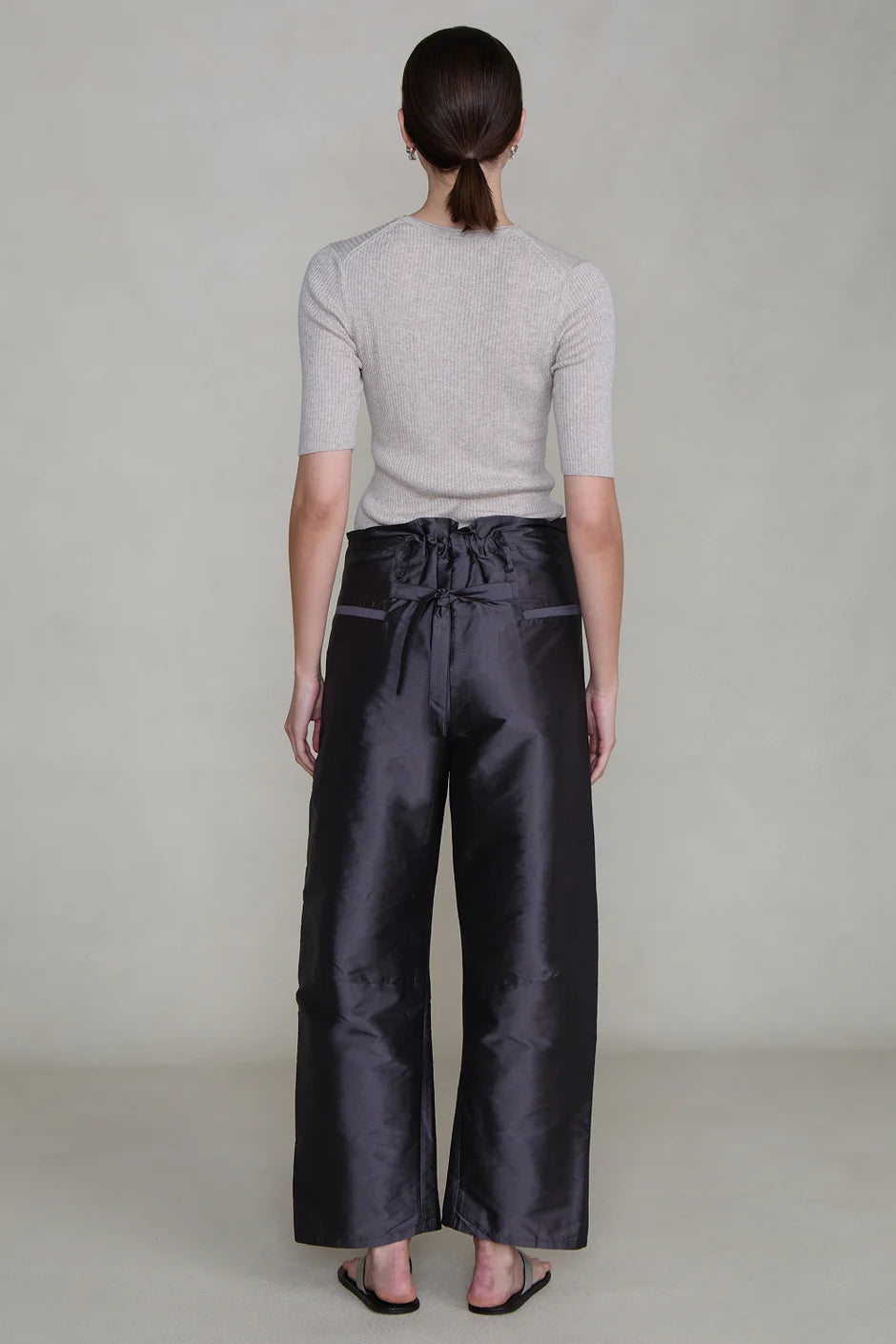 Chan Luu Techno Taffeta Barrel Pant - Gunmetal