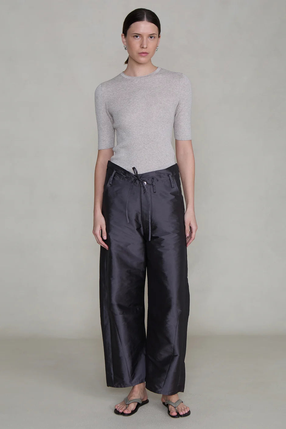 Chan Luu Techno Taffeta Barrel Pant - Gunmetal