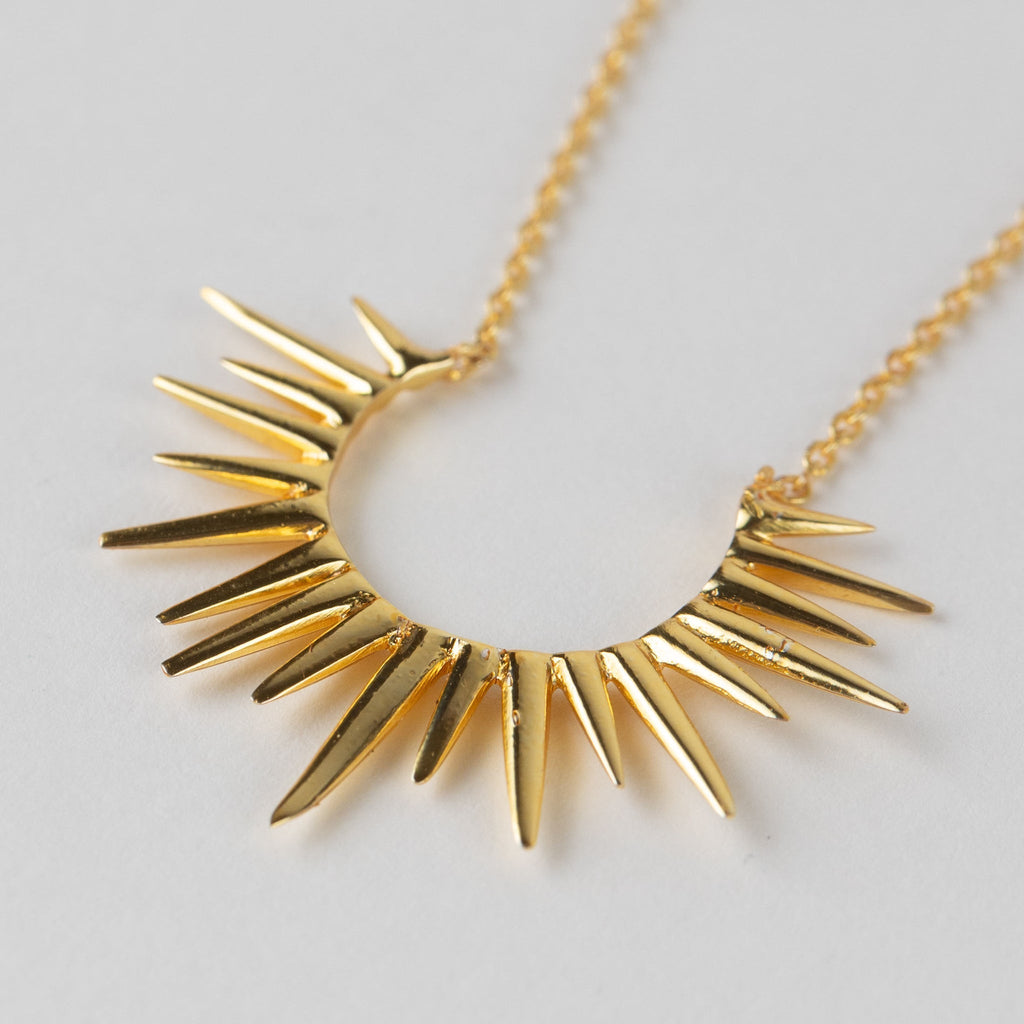 Ten Thousand Villages Kiranon Sunburst Gold Pendant Necklace