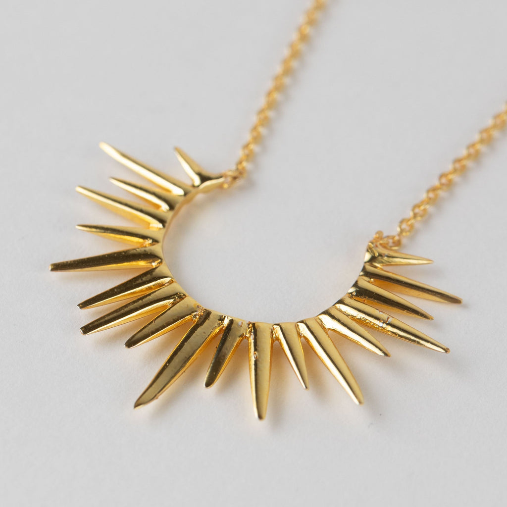 Ten Thousand Villages Kiranon Sunburst Gold Pendant Necklace