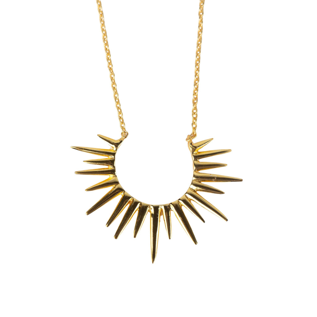Ten Thousand Villages Kiranon Sunburst Gold Pendant Necklace