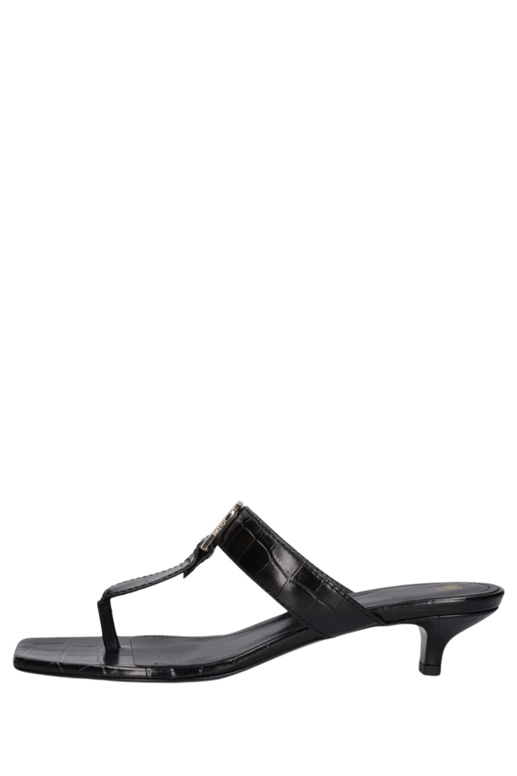 Totême Belted Croco Flip-Flop Heels - Black