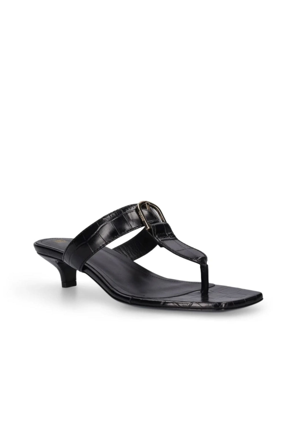 Totême Belted Croco Flip-Flop Heels - Black