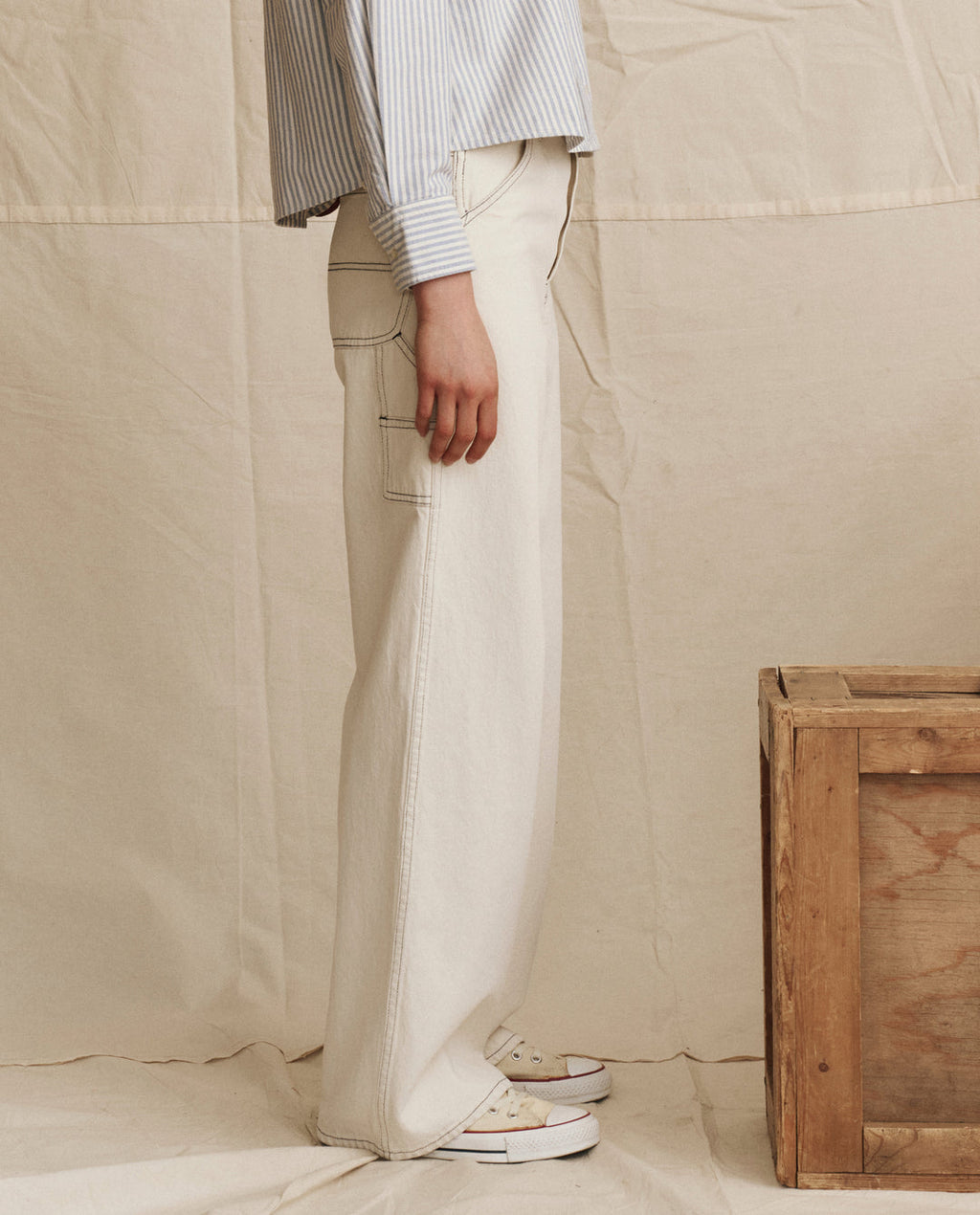 The Great. The Mill Jean Natural With Navy Stitching Pants