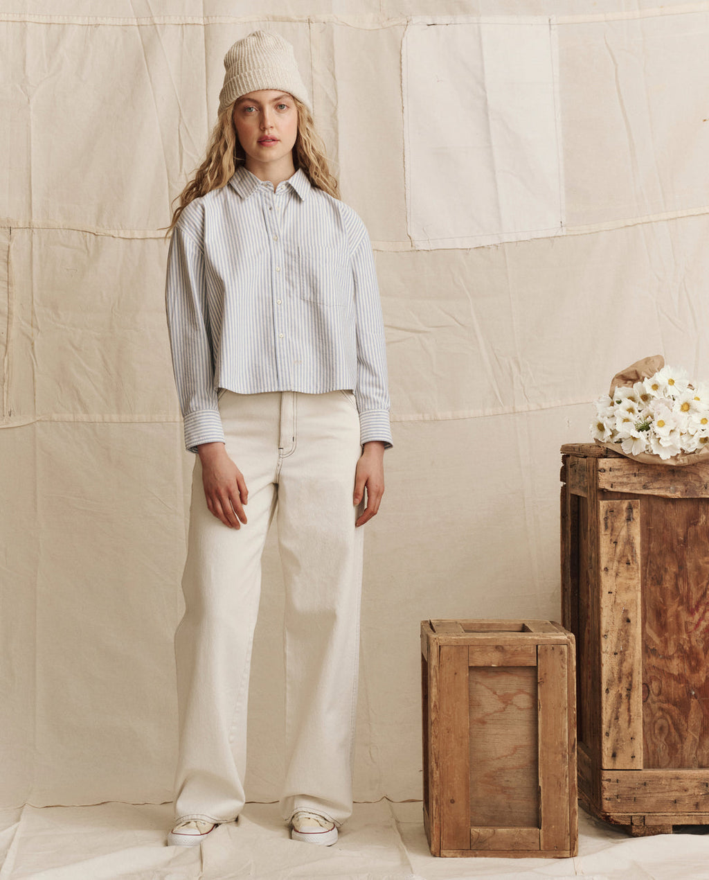 The Great. The Mill Jean Natural With Navy Stitching Pants