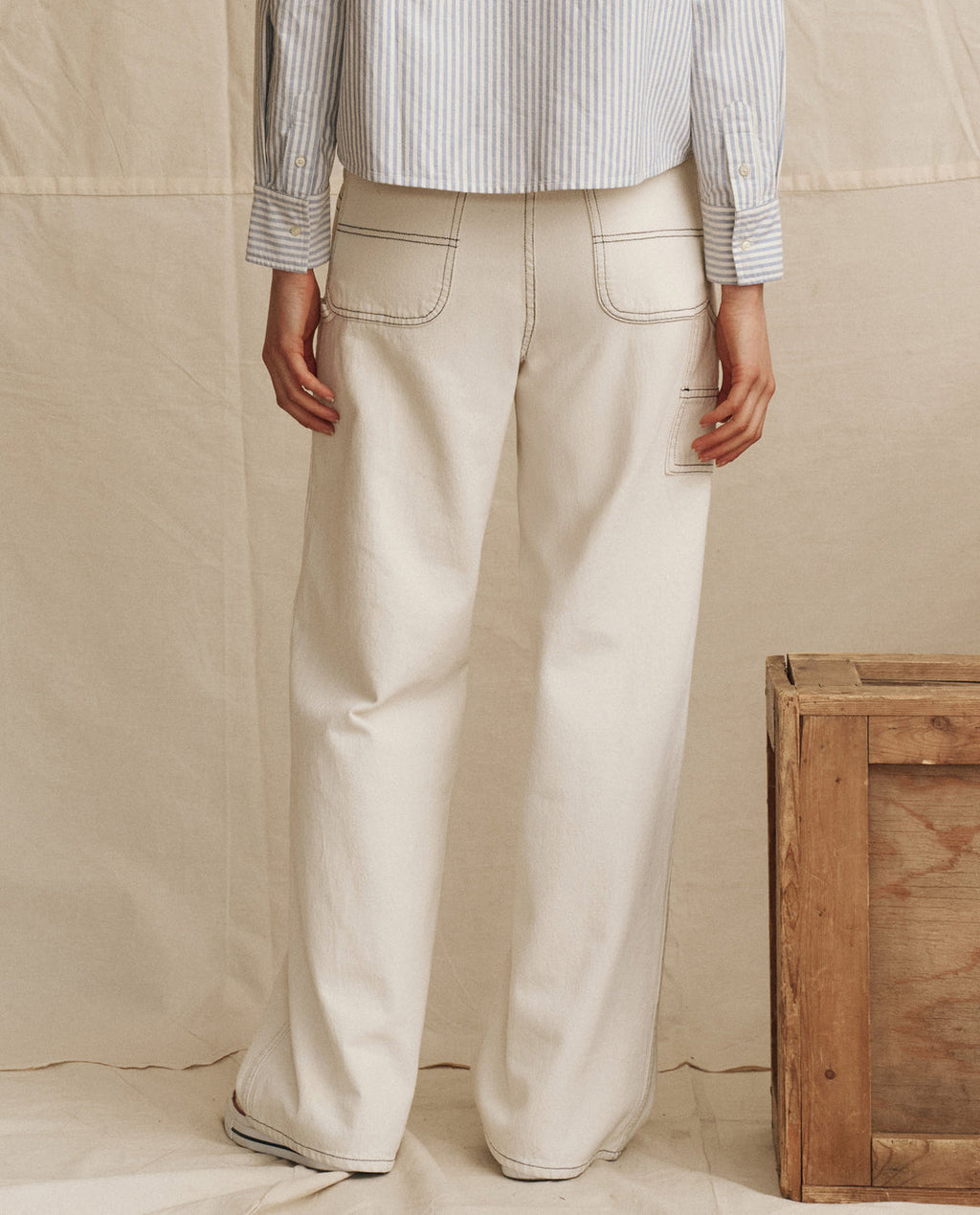 The Great. The Mill Jean Natural With Navy Stitching Pants
