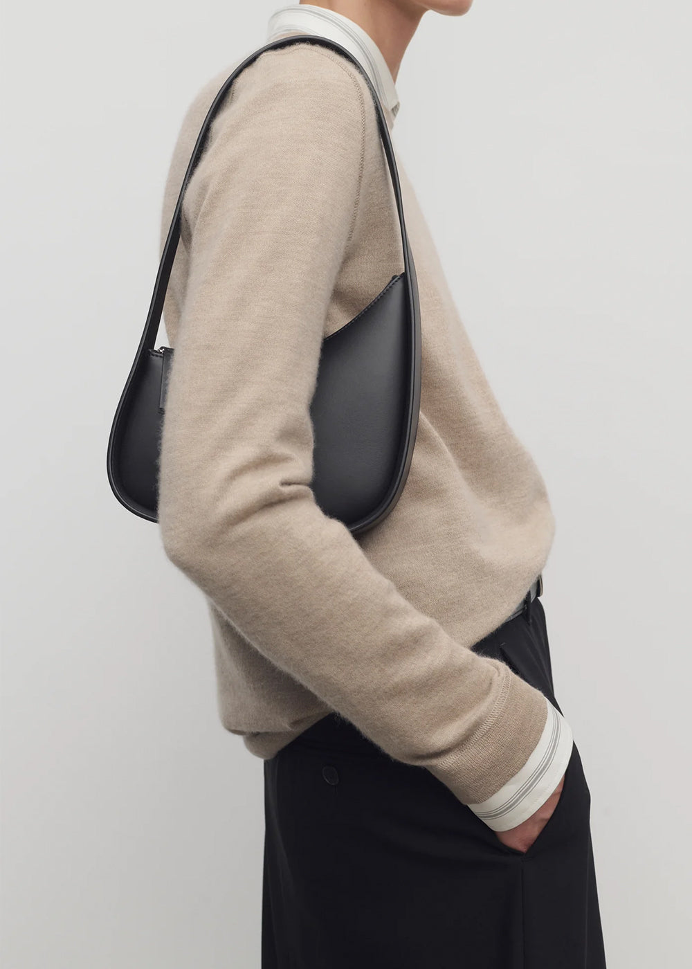 The Row Half Moon Shoulder Bag - Black