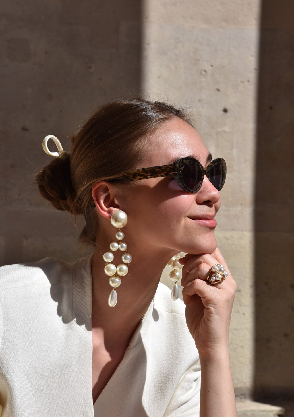 Francine Bramli Theonie 74 Earrings - Pearly Ivory