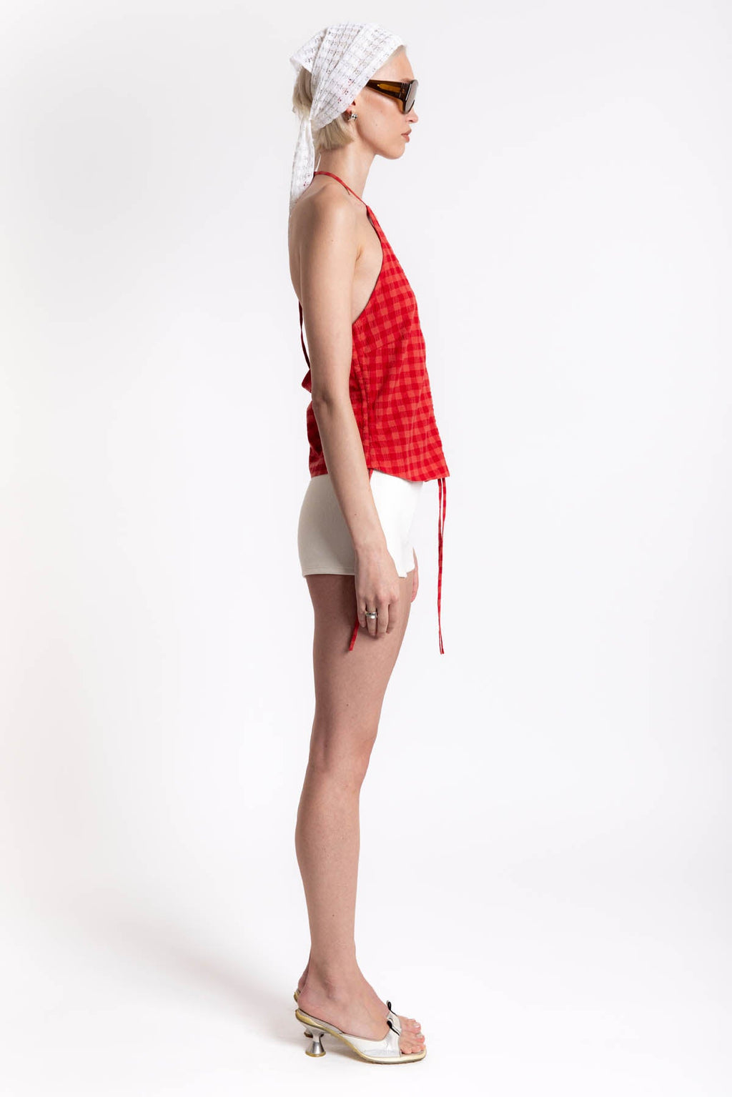 Thinking MU Red Checks Seersucker Hiba Top
